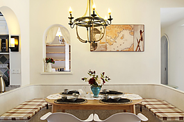 北欧餐厅铁艺水晶灯室内装修效果图