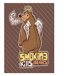 卡通抽烟的小熊矢量素材