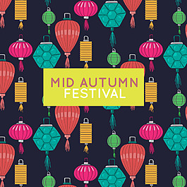 各种彩色灯笼图案元素