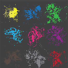 黑色背景彩色图腾矢量卡通装饰素材