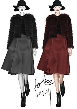 皮草模特展示服装设计