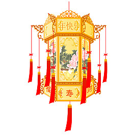 创意花式新年快乐灯笼元素