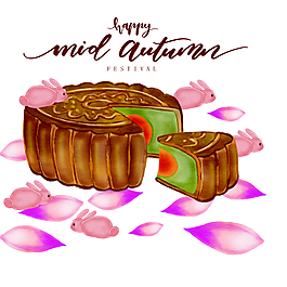 水彩手绘月饼
