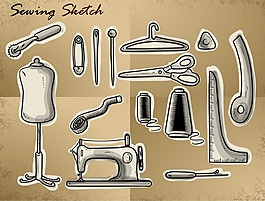 缝纫衣服相关素材矢量素材