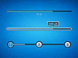 蓝色条纹网页进度条滚动条素材设计