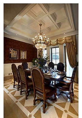 复古简约风室内设计餐厅效果图