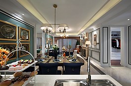 简约风室内设计欧式客厅餐厅洗菜池效果图