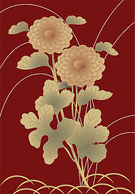 精美水印花朵图案元素