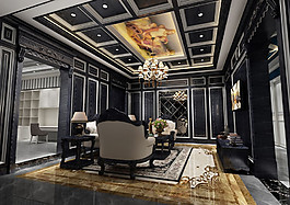 奢华北欧风格客厅展厅布置装修效果图