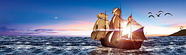大海帆船淘宝全屏banner背景