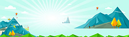 手绘蓝色山脉淘宝全屏banner背景
