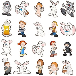 卡通人物和动物矢量素材