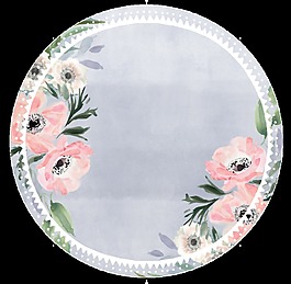 精美圆形花朵透明边框