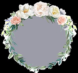 圆形花环花朵透明边框