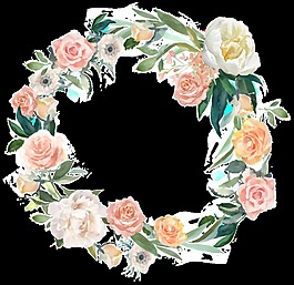 卡通圆形花环装饰边框素材