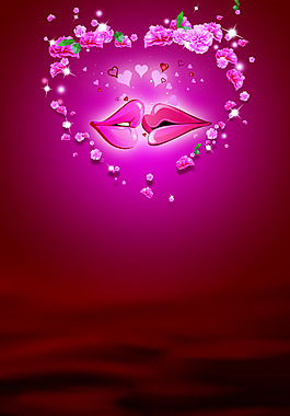 玫瑰花环红色背景