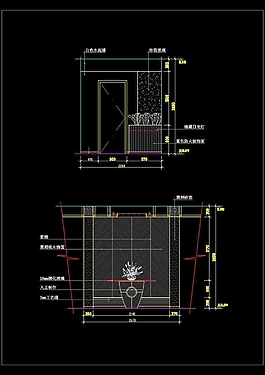 现简约室内玄关施工cad立面图效果图