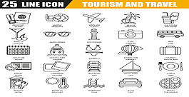 飞机旅游线条图标矢量素材