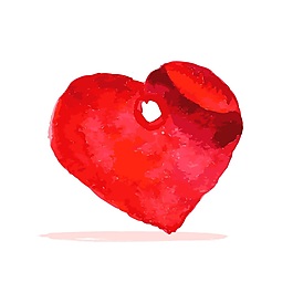 红色水彩爱心矢量素材