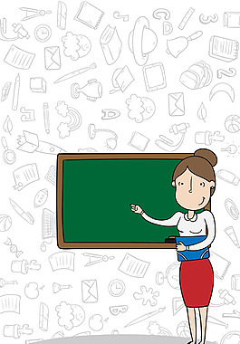 卡通手绘教师节海报矢量背景