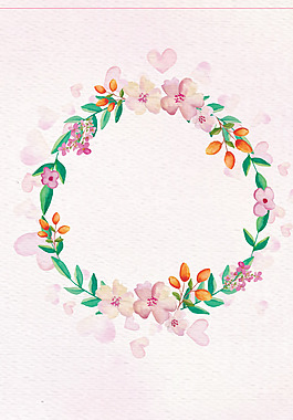 创意文艺彩绘花卉花圈矢量背景