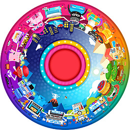 彩色促销卡通转盘png元素素材