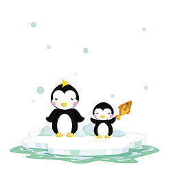 冬季雪地小企鹅png元素素材