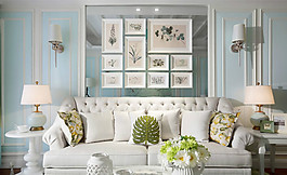 别墅简约风客厅照片墙装修效果图