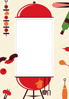矢量卡通创意自助烤肉美食背景