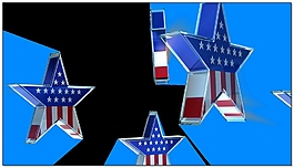 三维美国国旗星星旋转划过转场带通道