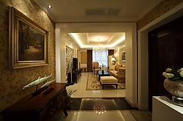 深色沉稳欧式风格玄关装修效果图