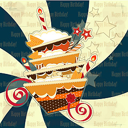 复古可爱生日祝福背景素材