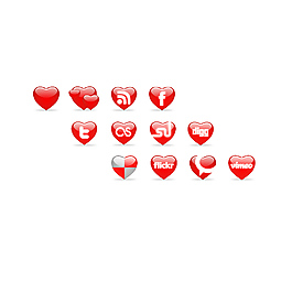 红色网页社交多媒体icon图标素材