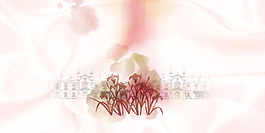 温馨粉色抽象烟雾淘宝banner背景
