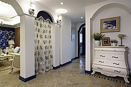 地中海时尚简约玄关装饰画装修效果图