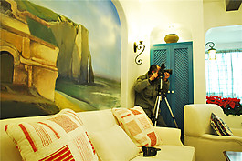 地中海简约创意玄关装饰画效果图