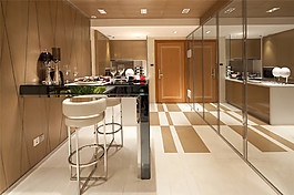 欧式经典简约风格玄关玻璃移门装修效果图