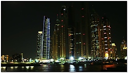城市高楼船只夜景延时视频素材