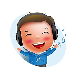 卡通矢量听歌