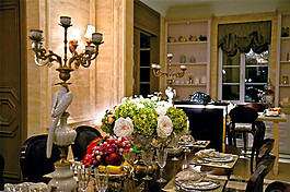 简欧室内餐厅白色橱柜效果图