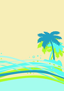 蓝色几何椰树背景