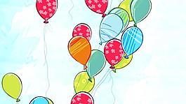 缤纷动画卡通彩色气球视频素材