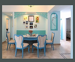地中海温馨风格餐厅装饰画效果图