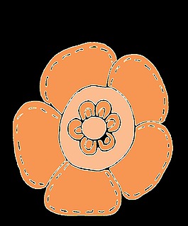 橙色手绘花朵透明装饰素材