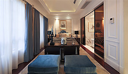 简约风室内设计蓝色凳子效果图