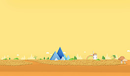 黄色手绘卡通郊外淘宝banner背景