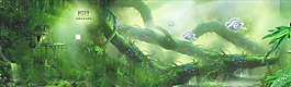 动画梦幻绿色树藤淘宝banner背景