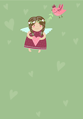 卡通小天使可爱插画海报背景素材