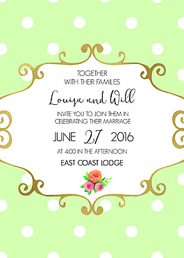 水彩婚礼邀请卡通背景海报素材