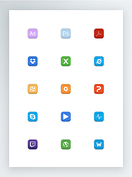 圓角常用應用軟件及社交網站圖標集